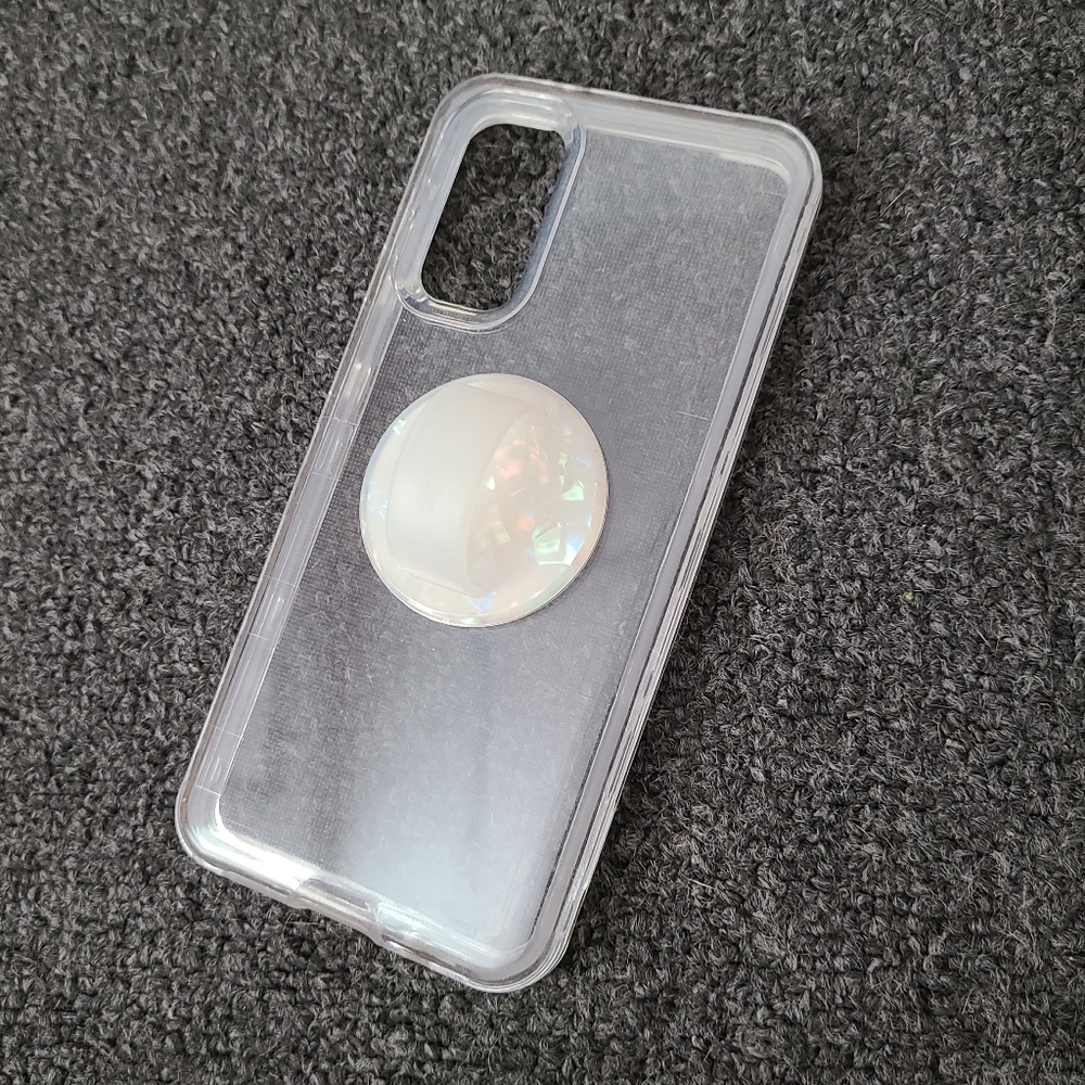 Clear Samsung S20 case with finger loop